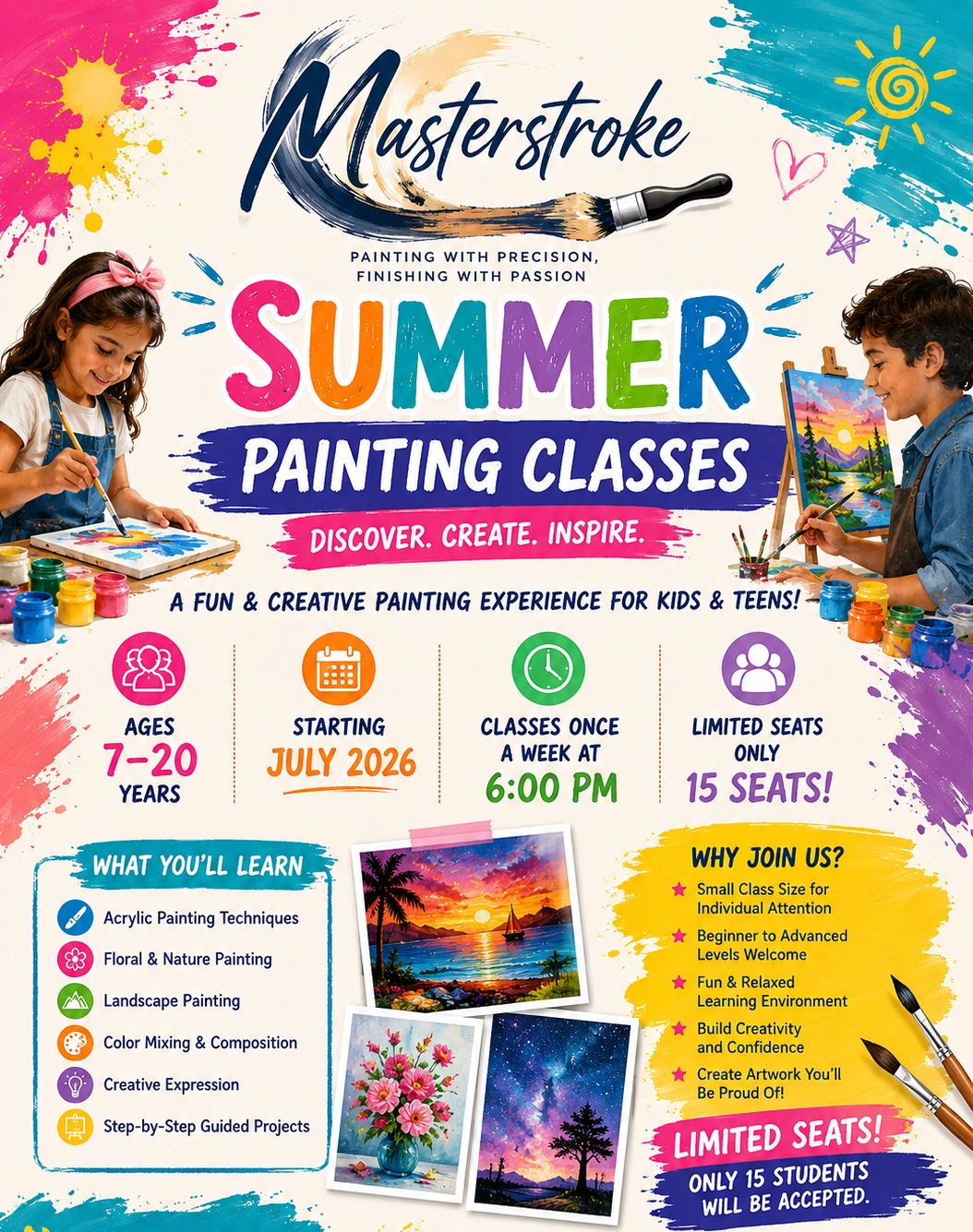 Summer Painting Sessions - Young Artists (7-20 yrs.)